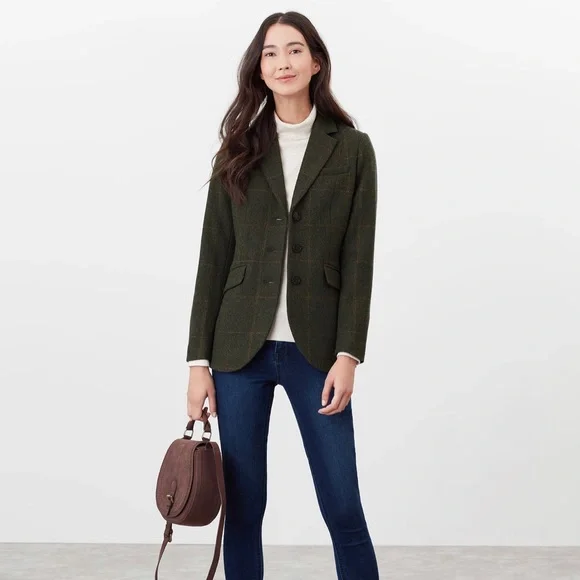 Joules Jackets Coats Nwt Joules Green Tweed Westleigh Classic Blazer Poshmark
